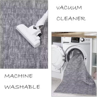 Tappeto per soggiorno Garvee, morbido, lavabile in lavatrice, antiscivolo, grigio moderno, 80x150 cm