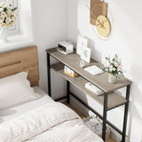 Garvee Tavolo Consolle Rustico con Ripiano Regolabile, MDF e Metallo, Design Industriale, Multiuso per Ingresso e Soggiorno, 100x23x80 cm, Nero