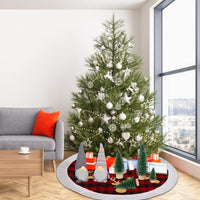 Gonna per albero di Natale Garvee da 48 pollici, motivo a quadri rossi e neri con motivo a cervo, pelliccia sintetica, per casa e feste