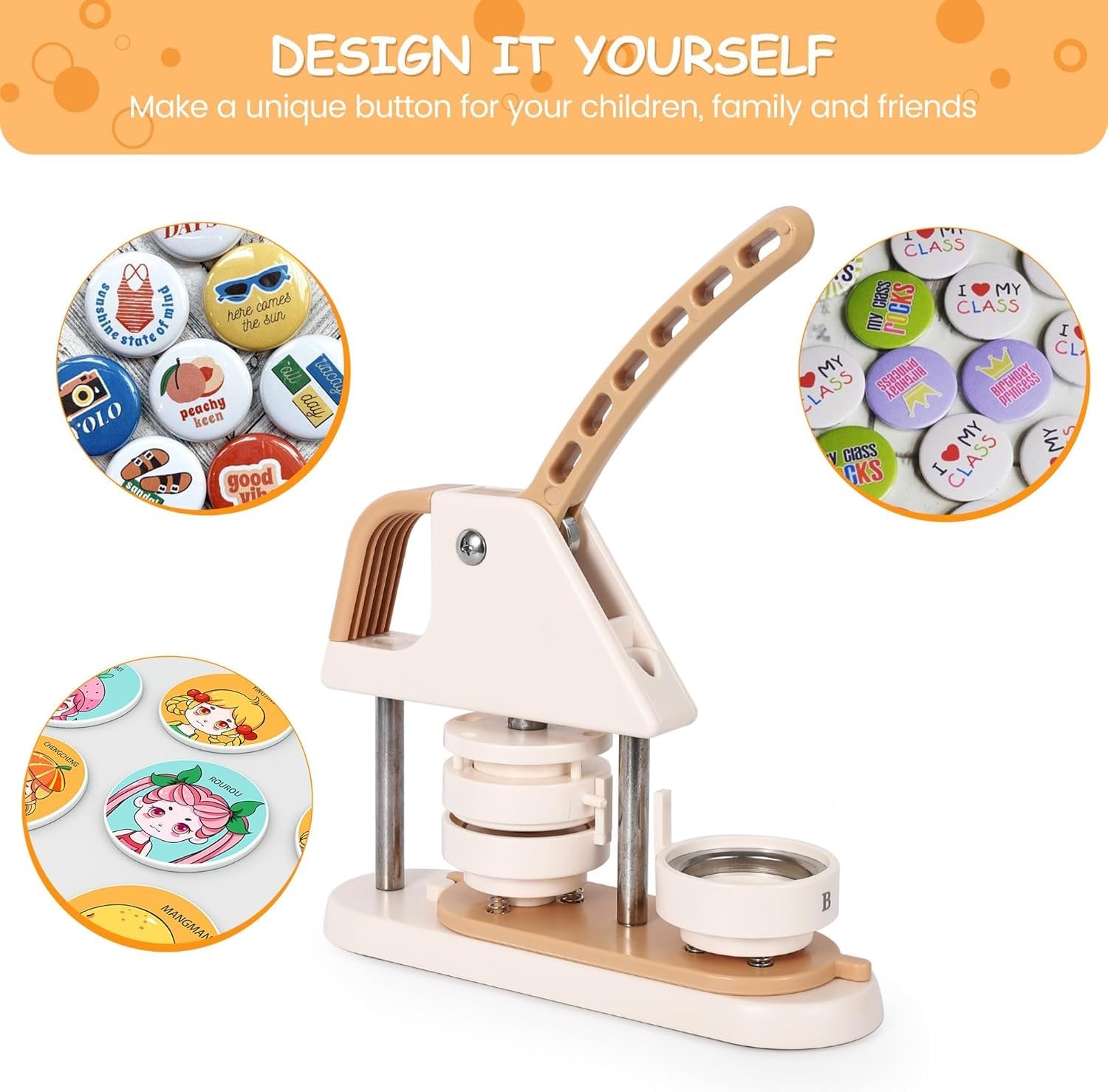 Garvee Button Maker 58mm – Materiale ABS, macchina per badge fai da te per bambini, scuola e progetti creativi