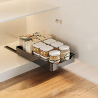 Cassetto telescopico Garvee, cassetto estensibile, organizer per mobili da cucina, 20 cm L x 43 cm P x 7 cm A, nero, senza fori o chiodi.