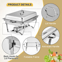 Garvee Set di scaldavivande da buffet 2x8 Qt in acciaio inossidabile con controllo della temperatura per feste e catering, telaio pieghevole, argento