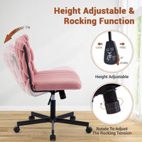 Sedia da ufficio Garvee Criss Cross con rotelle, seduta ampia, senza braccioli, girevole, struttura in metallo, rosa per ufficio domestico e toeletta, 26 pollici, comoda