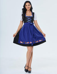 Garvee Dirndl Midi da donna, set di 3 pezzi in abito tradizionale per il carnevale dell'Oktoberfest, blu, taglia 40