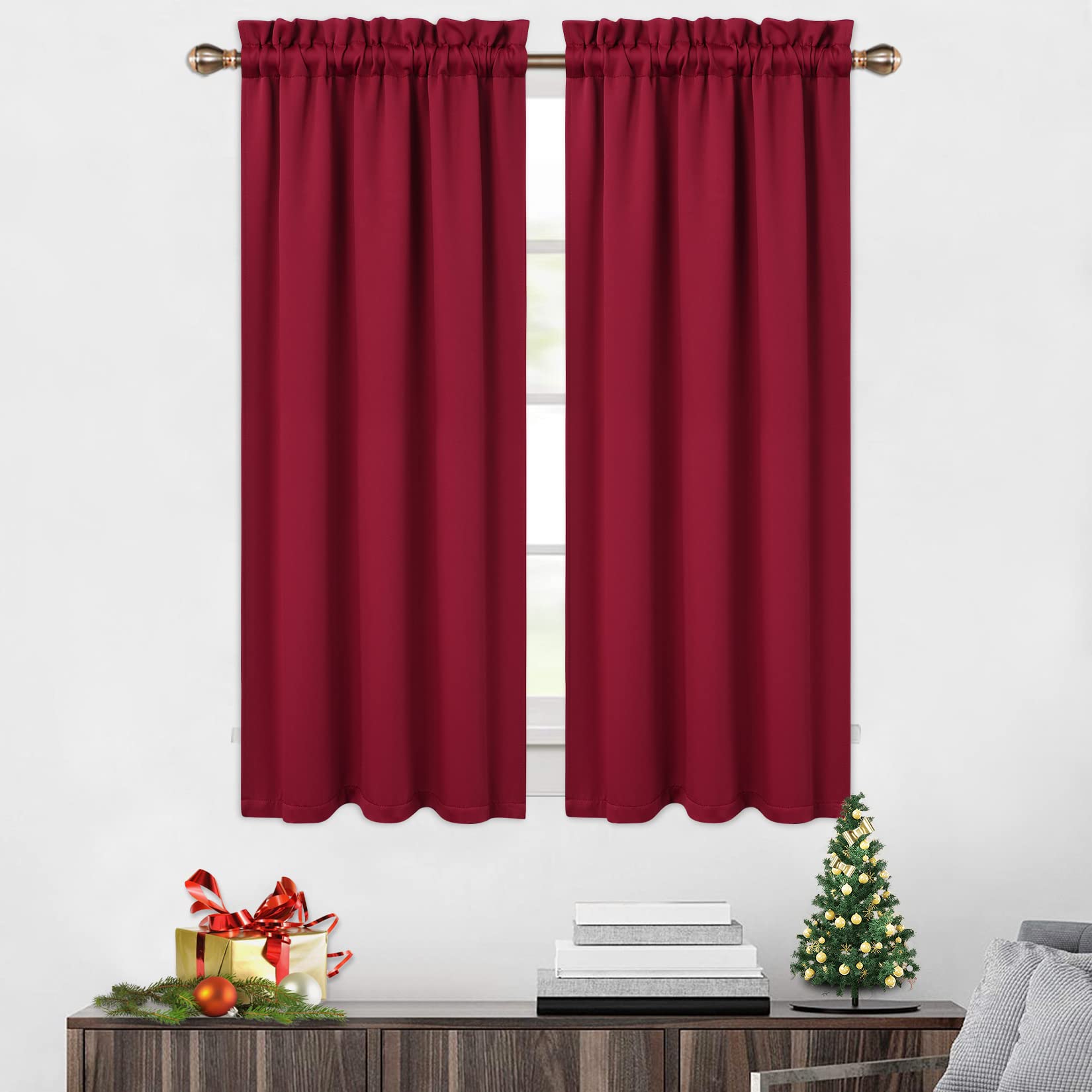 Tende oscuranti Garvee, 2 pezzi, 26x45 pollici, rosse, per soggiorno, cucina, camera da letto, termoisolanti