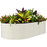 Garvee Letto Da Giardino Rialzato Zincato 244x122x61 cm Beige, Acciaio Resistente Alla Ruggine, Facile Montaggio, Design Fondo Aperto, Altezza Ergonomica Per Orto Esterno - Beige con strisce anti-taglio