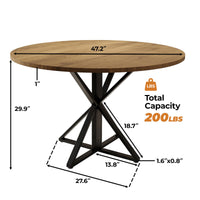Tavolo da pranzo rotondo Garvee da 119.38 cm con robusta base in metallo per cucina e sala da pranzo, per 4-6 persone, piano in MDF, antigraffio e impermeabile