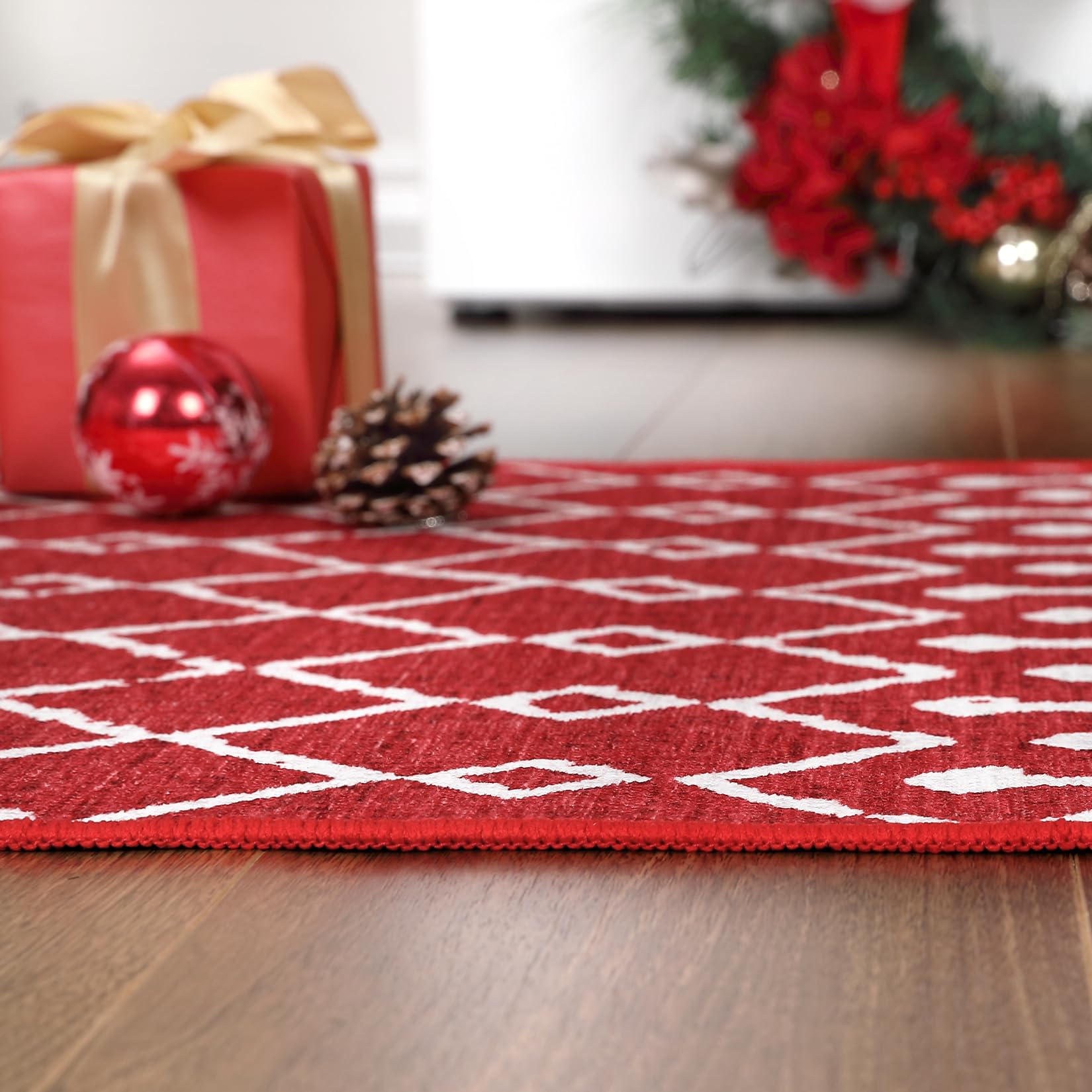 Tappeto natalizio Garvee, antiscivolo, lavabile, resistente alle macchie e all'acqua, per cucina, ingresso, camera da letto, lavanderia, poliestere, morbido
