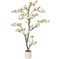 Albero di magnolia artificiale Garvee da 6 piedi, bianco, con rami regolabili, per uso interno ed esterno, struttura in metallo, base stabile
