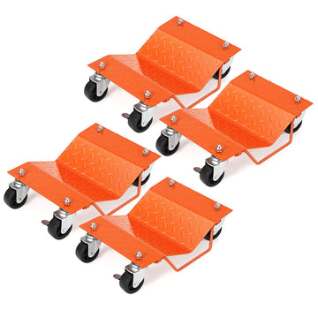 Garvee Auto Dolly Set 4 Pezzi per Festa del Papà | Capacità 6000 libbre, Acciaio al Carbonio con Blocco Sicurezza, Ruote Girevoli 3", Nero per Officina Garage