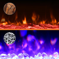 Camino elettrico Garvee, ultrapiatto, da parete, possibilità di installazione a incasso, con telecomando, riscaldatore da 1800 W, 12 colori, timer fino a 12 ore, certificato ETL per 37 m², design moderno, frontale in vetro e aspetto legno/cristallo