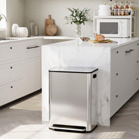 Pattumiera Garvee in acciaio inox da 16 galloni, doppio scomparto, coperchio a chiusura ammortizzata, separazione dei rifiuti, cucina, ufficio, 2x8 galloni, argento
