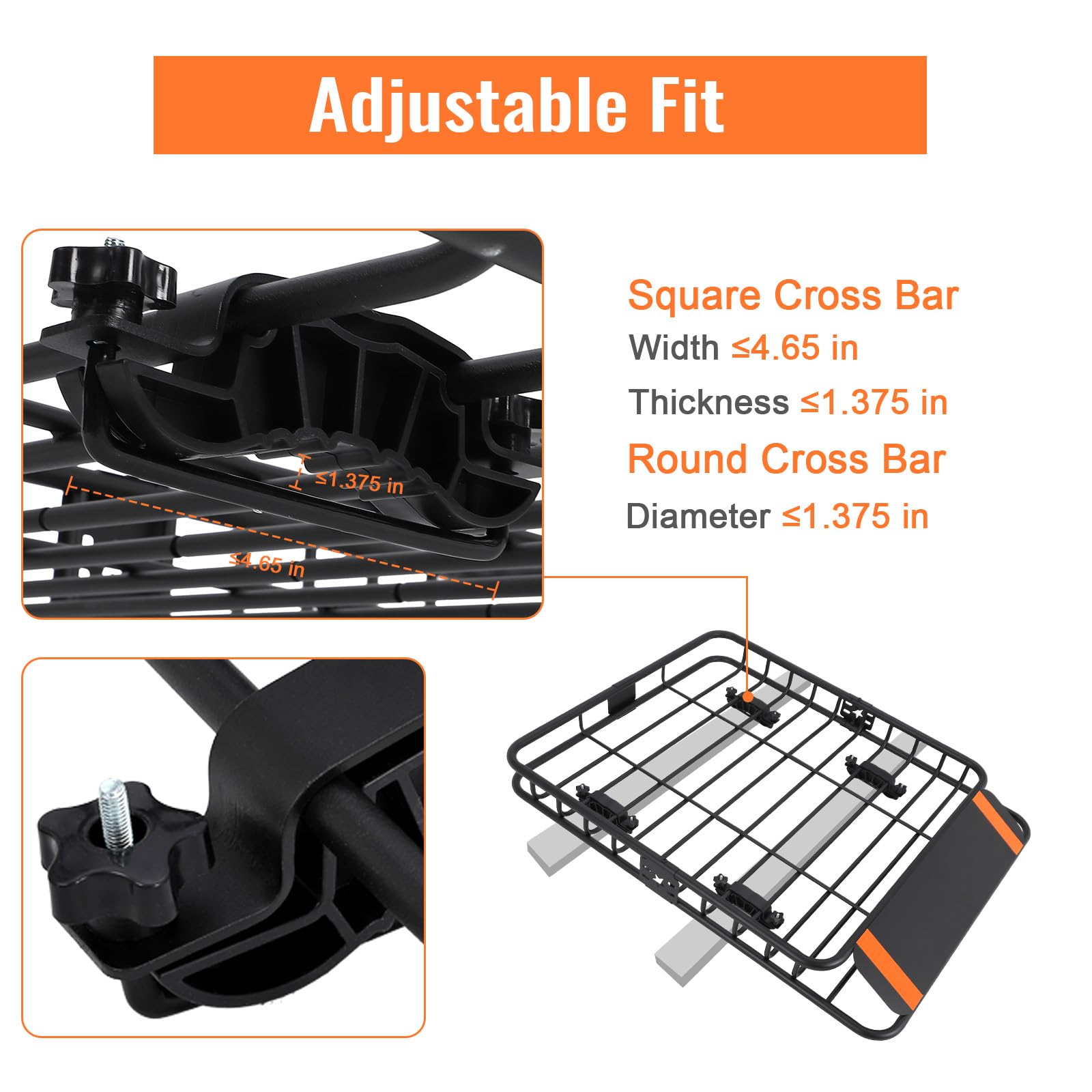 Portapacchi Garvee da tetto, 117 x 91 x 13 cm, in acciaio verniciato a polvere, da SUV, camion, campeggio, capacità di carico di 200 libbre