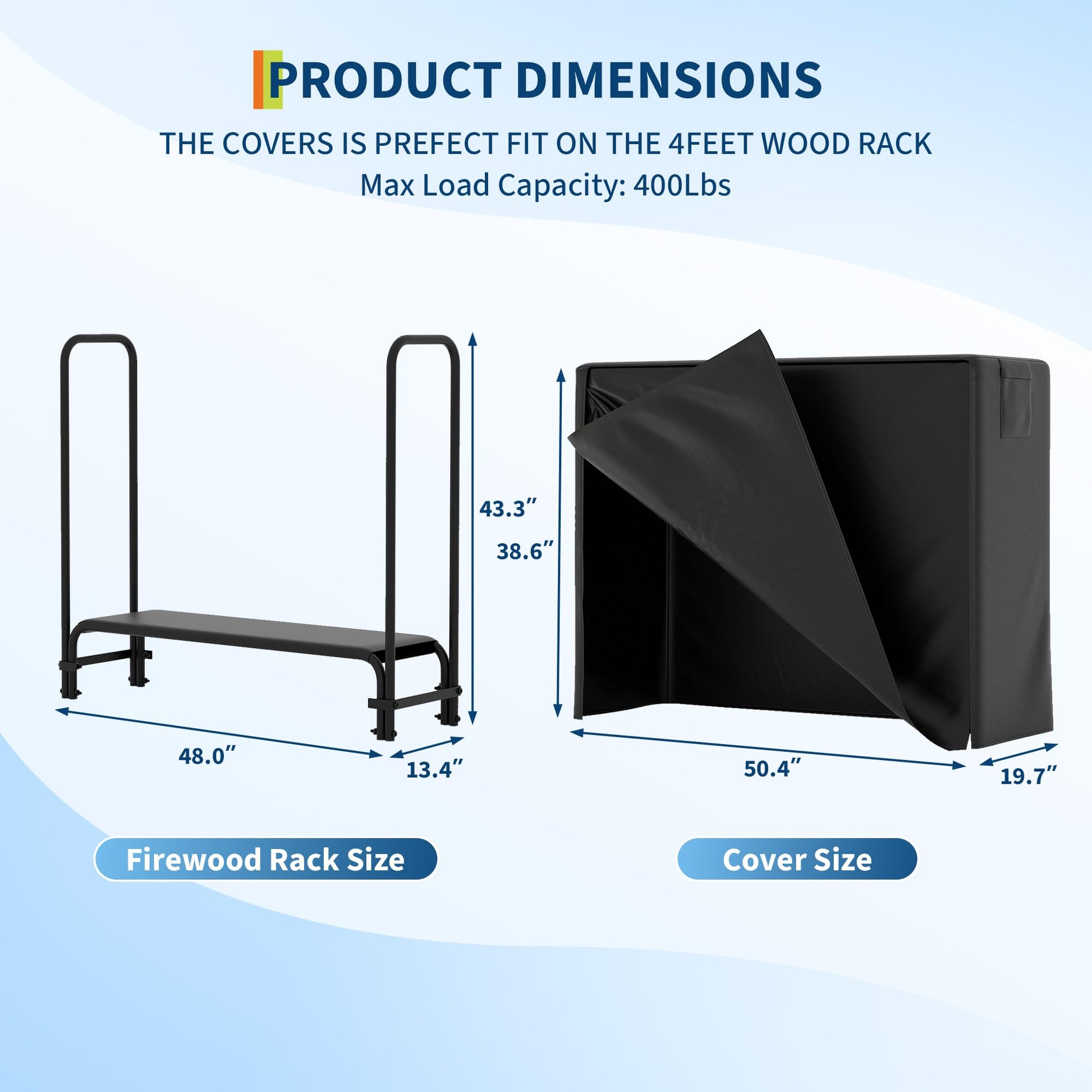 Portalegna Garvee con copertura, 4 piedi, tessuto Oxford impermeabile, resistente alle intemperie, per giardino e patio, robusto, portatile, design ventilato