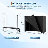 Portalegna Garvee con copertura, 4 piedi, tessuto Oxford impermeabile, resistente alle intemperie, per giardino e patio, robusto, portatile, design ventilato