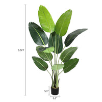 Albero artificiale di uccello del paradiso Garvee da 5,5 piedi con 11 tronchi, regolabile, vaso di cemento, decorazione per interni ed esterni, verde