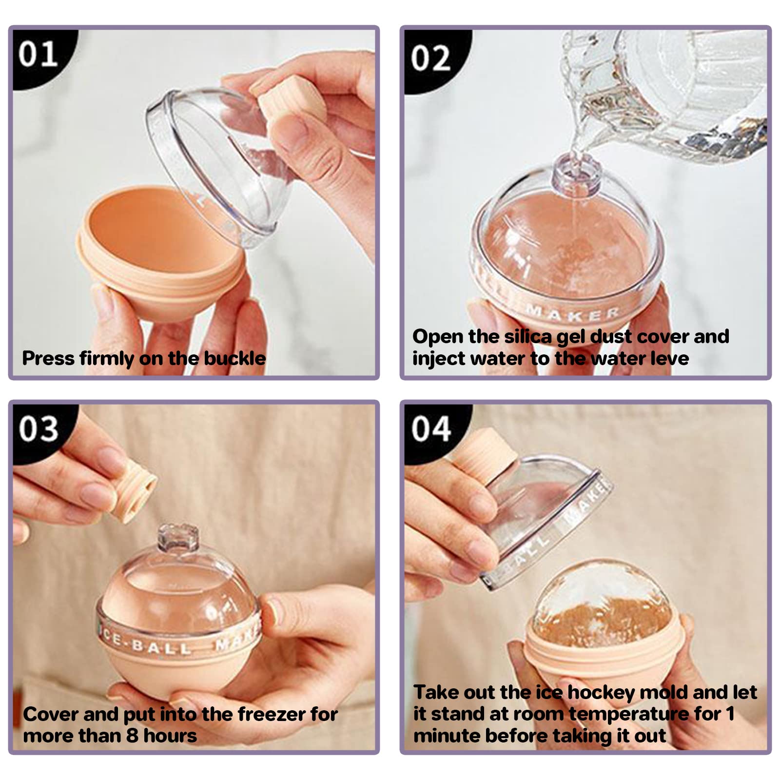 Vassoio per cubetti di ghiaccio in silicone Garvee, rotondo, 6,3 cm - Sfere per whisky e cocktail - Senza BPA, resistente, facile da pulire - Per bar e casa