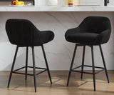Garvee Set di 2 Sgabelli da Bar Moderni Girevoli 66 cm con Schienale Tessuto Sherpa Gambe in Metallo Nero Altezza Contatore - Black