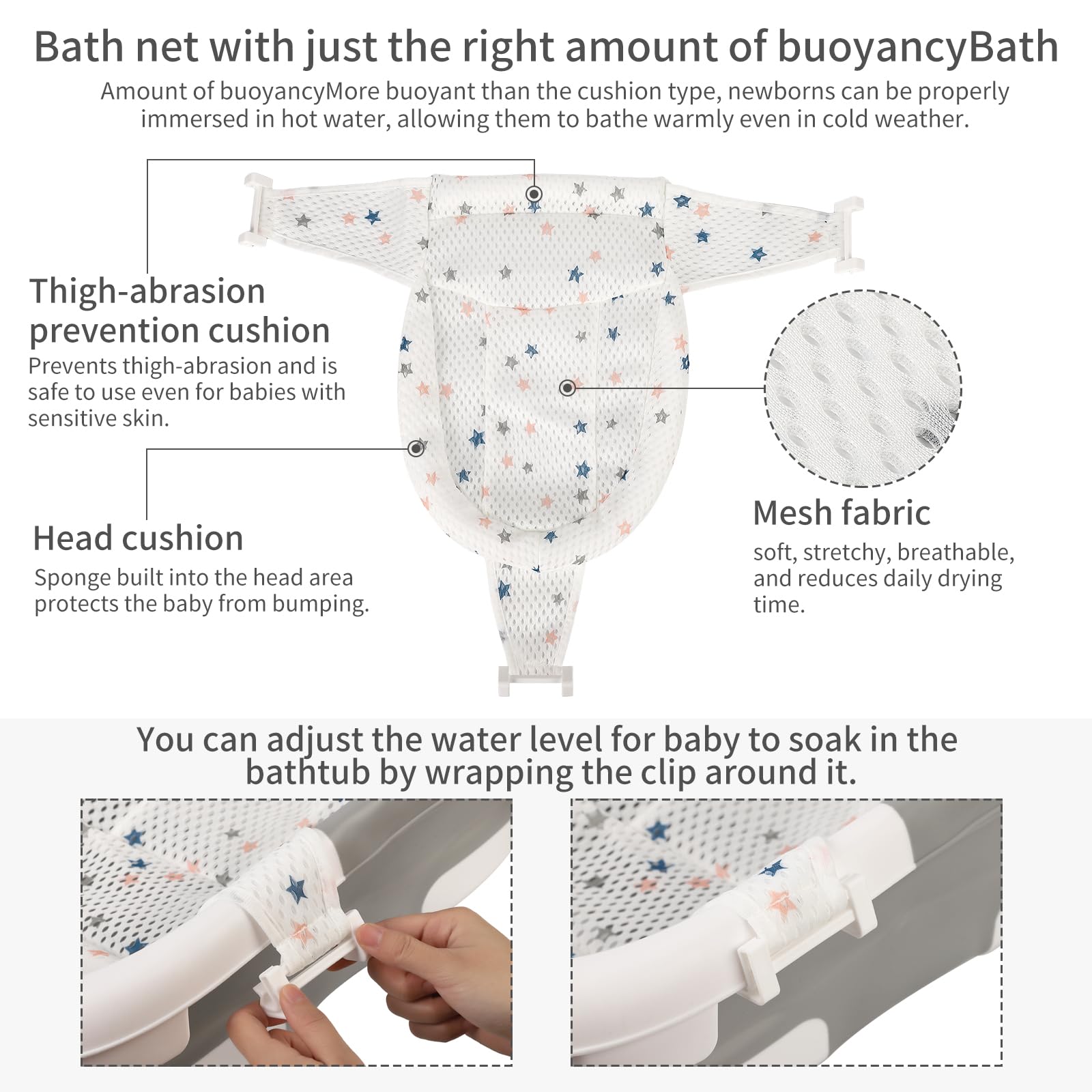GARVEE Vasca da bagno per neonati, pieghevole e salvaspazio, con termometro e tappetino antiscivolo per neonati e bambini piccoli, grigio