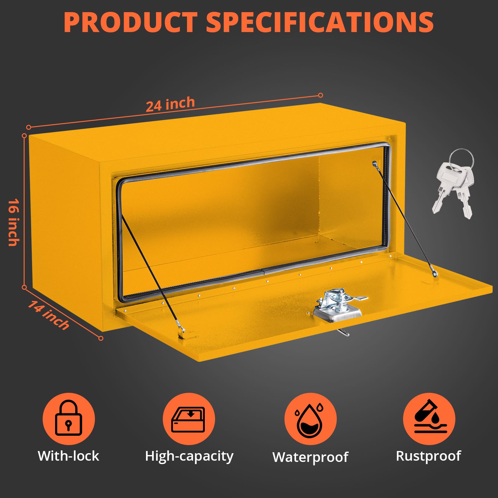 Cassetta Portautensili Garvee per Camion Sottoscocca - Acciaio Nero Impermeabile con Serratura | Regalo Robusto per Festa del Papà