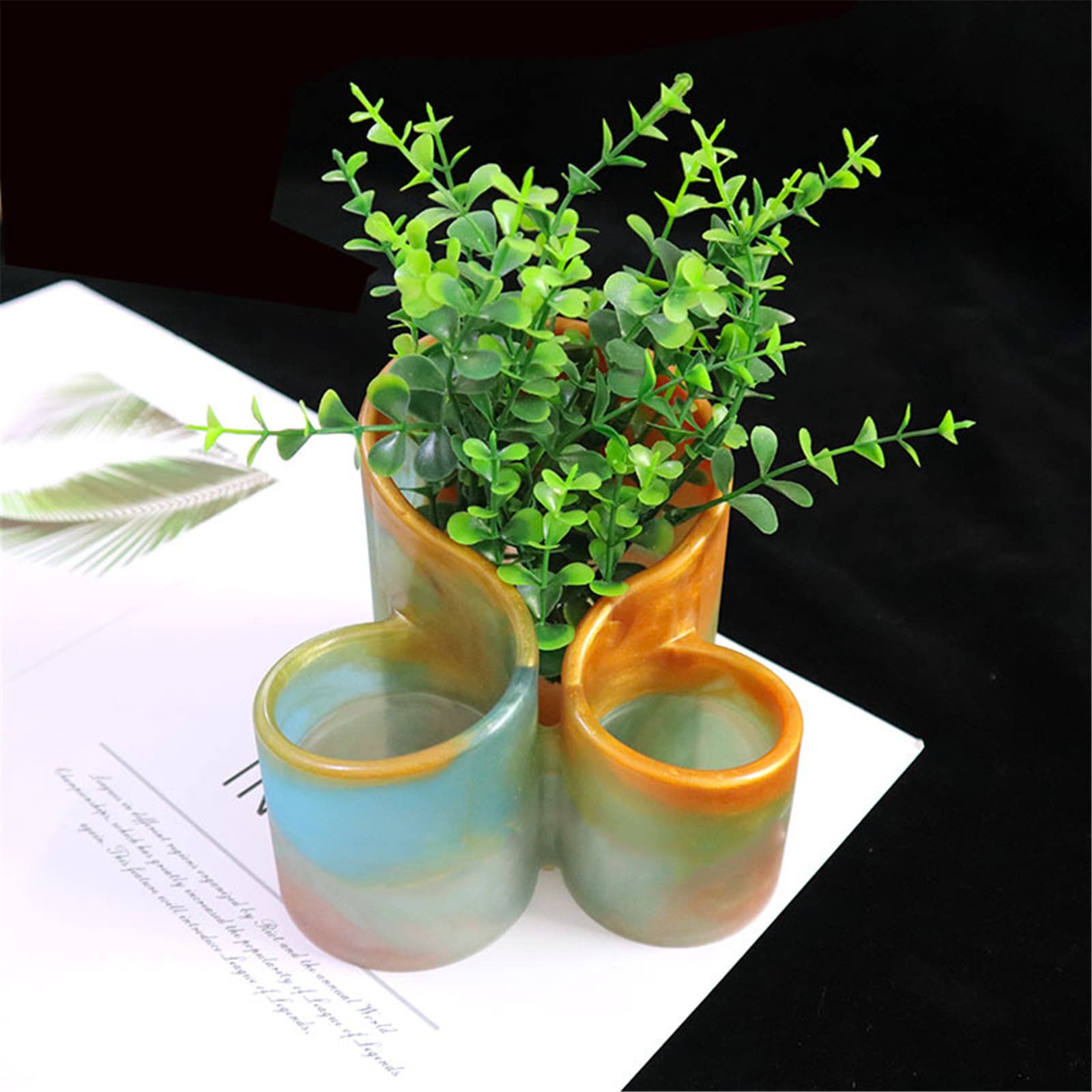 Scatola portaoggetti per stampi in resina Garvee con portapennelli a 3 cavità, stampo in silicone per arti e mestieri e decorazioni per la casa con motivo floreale