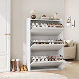 Garvee Mobile Porta Scarpe a 3 Ribalte in Legno Bianco per Soggiorno Salvaspazio Design Moderno - White