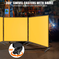 Schermo Saldatura Garvee 3 Pannelli 6x6 Piedi Acciaio Ignifugo UV PVC Trasparente con Ruote - Perfetto per Festa del Papà in Officina