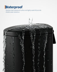 Pattumiera per bagno in metallo Garvee da 10 litri con coperchio a chiusura ammortizzata e pedale per camera da letto e bagno, nera, compatta e antiruggine