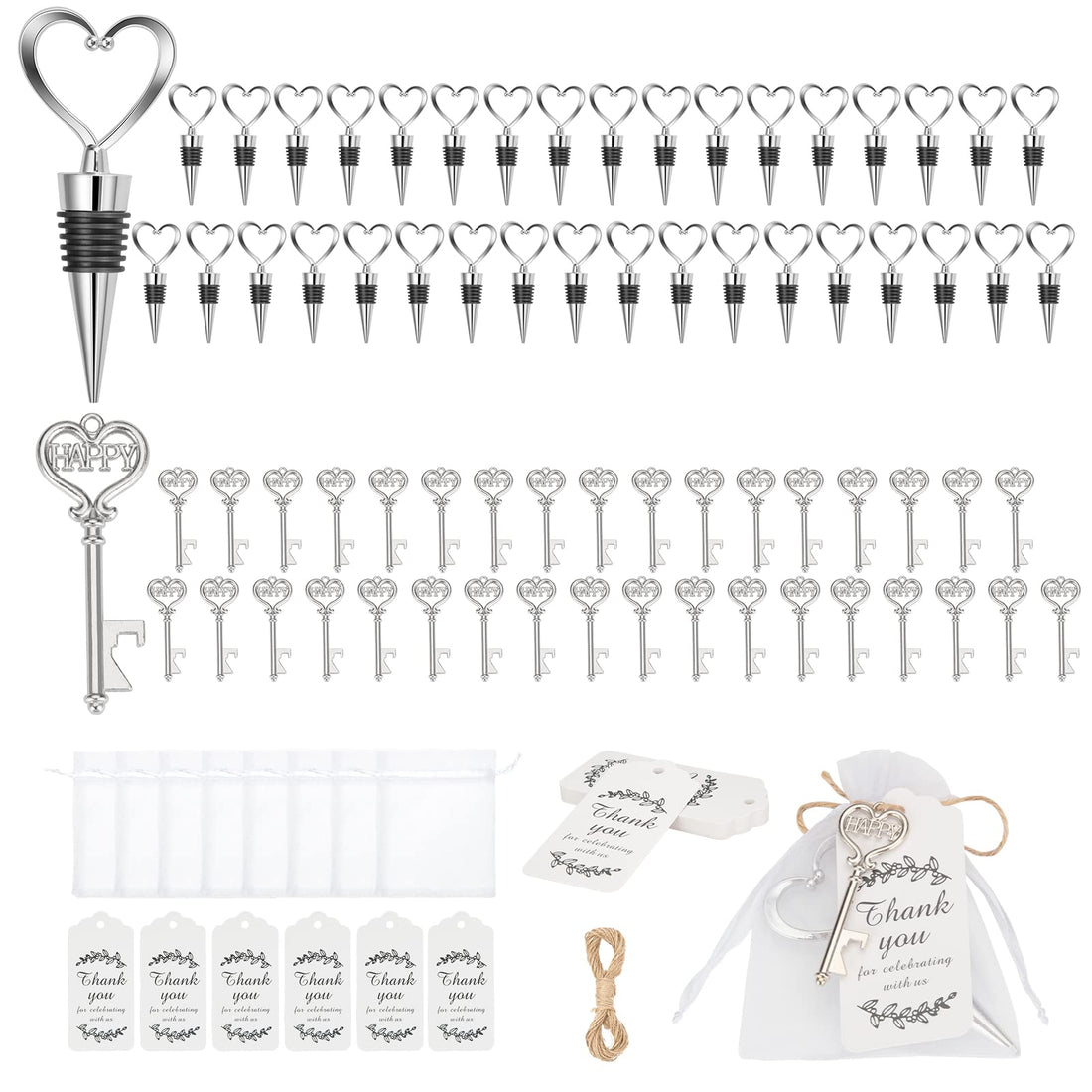 Set di apribottiglie Garvee, 36 pezzi, coltello da cameriere in acciaio inossidabile con custodia e cartellino regalo per matrimonio, compleanno, trasparente, 6,5 cm
