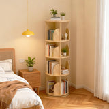 Libreria girevole a 4 ripiani Garvee in legno massello - Scaffale girevole a 360° per bambini e adulti, Ø39 cm, H129 cm, legno naturale - Come mostrato