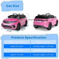 Garvee Kids Electric Car Land Rover 12V – Con telecomando, musica, illuminazione a LED rosa, per bambini e bambine dai 3 anni in su, da usare in giardino, al parco o in cortile.