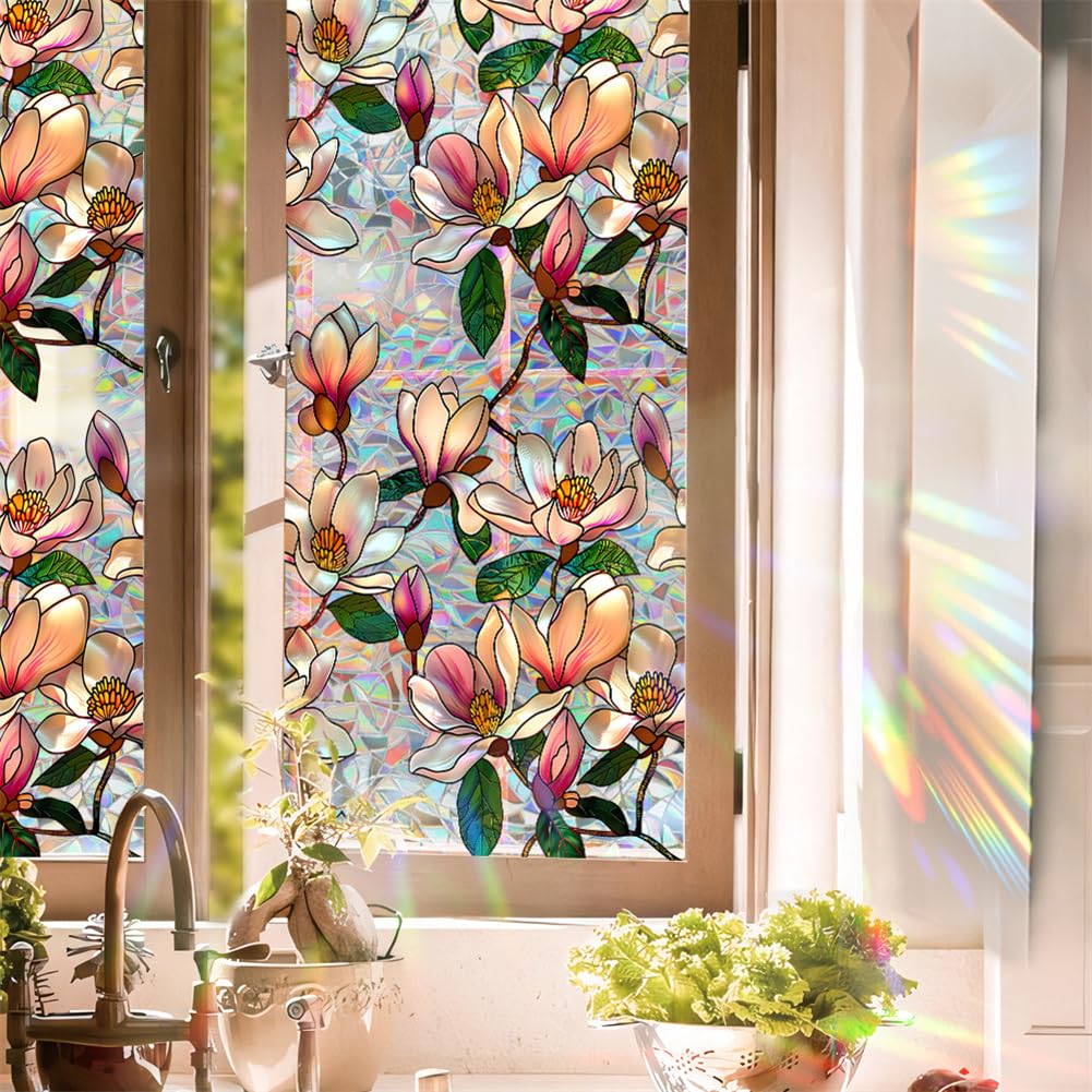 GARVEE Pellicola per finestre autoadesiva opaca anti-UV motivo floreale con piante 43x200cm