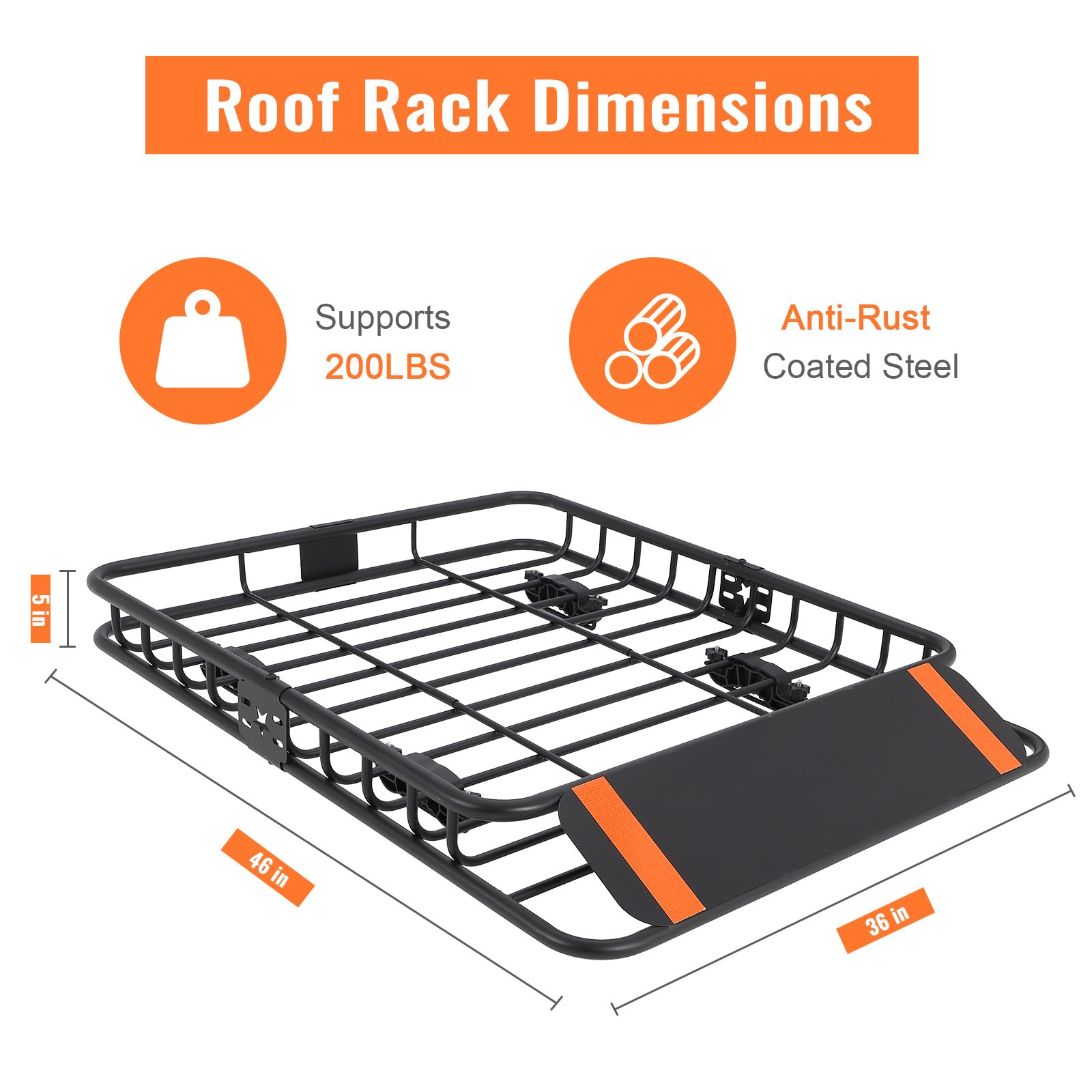 Portapacchi Garvee da tetto, 117 x 91 x 13 cm, in acciaio verniciato a polvere, da SUV, camion, campeggio, capacità di carico di 200 libbre