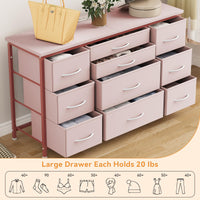 Cassettiera GARVEE con cassetti, credenza con 10 cassetti in tessuto e 3 prese di corrente, cassettiera per soggiorno, credenza per ingresso, mobile contenitore con rivestimento in tessuto, robusta struttura in metallo, piano in legno