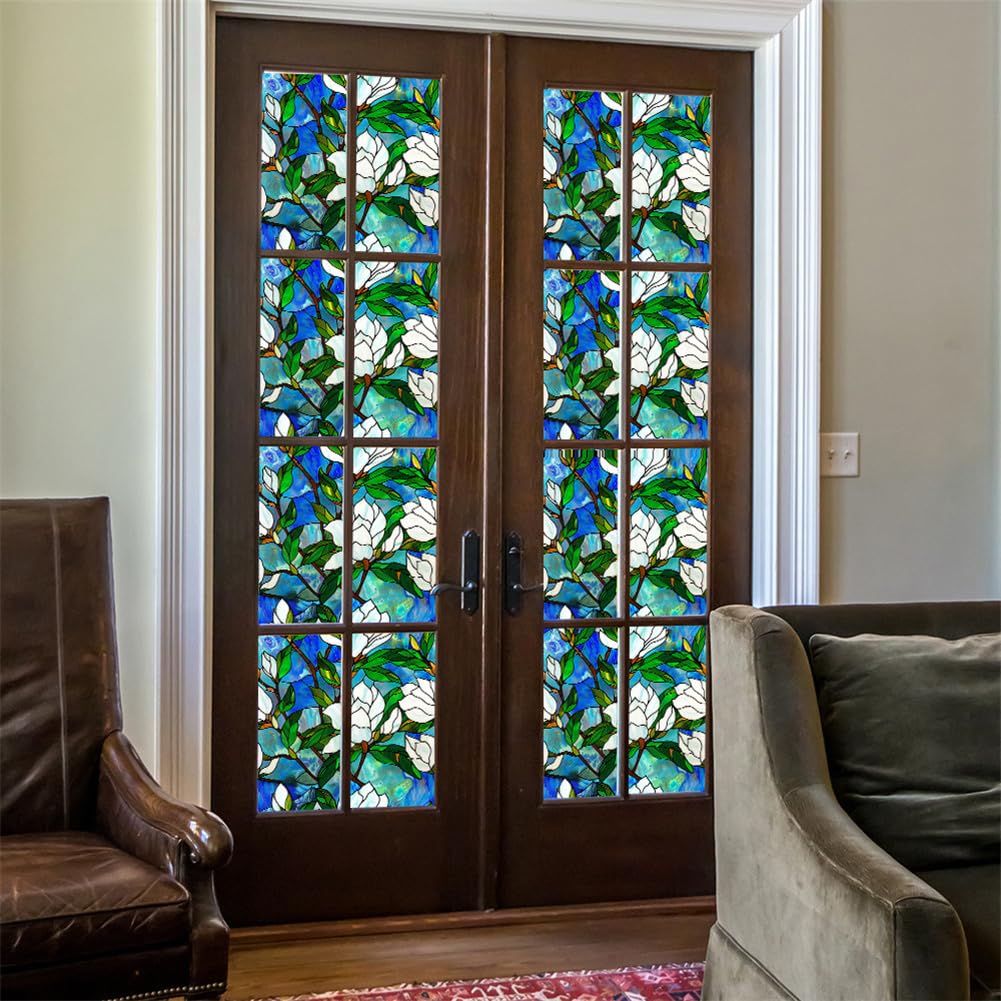 Pellicola per finestre GARVEE autoadesiva opaca anti-UV con motivo floreale 45x100cm