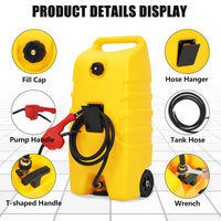 Serbatoio carburante Garvee da 14 galloni con pompa a sifone manuale e tubo in polietilene da 10 piedi con ruote per auto, ATV, barca, tosaerba