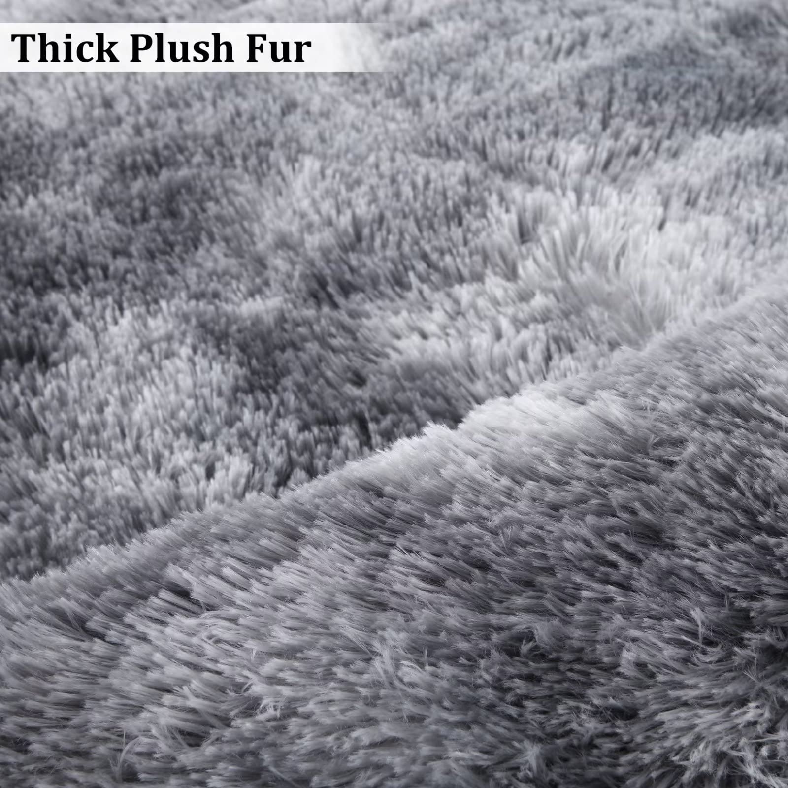 Tappeto rotondo Garvee Fluffy da 2'7,5" per cameretta dei bambini, grigio, morbido e soffice, in velluto e spugna, antiscivolo e fonoassorbente, per camerette di neonati e adolescenti.