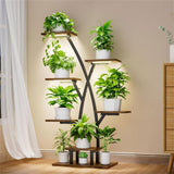 Supporto per piante in metallo Garvee con lampada da coltivazione a spettro completo a 3 teste antiruggine per balcone, soggiorno, camera da letto, capacità di carico fino a 150 libbre