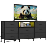 Credenza Laterale Garvee TV LED Moderna con 8 Cassetti, Acciaio, Grigio Scuro, 160x35x68cm per Soggiorno e Camera - Dunkelgrau
