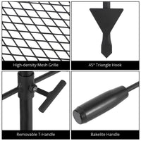 Griglia per falò Garvee 22"x15" in acciaio inossidabile pieghevole resistente al calore con maniglia per il trasporto, ampia superficie di cottura per campeggio all'aperto, nera