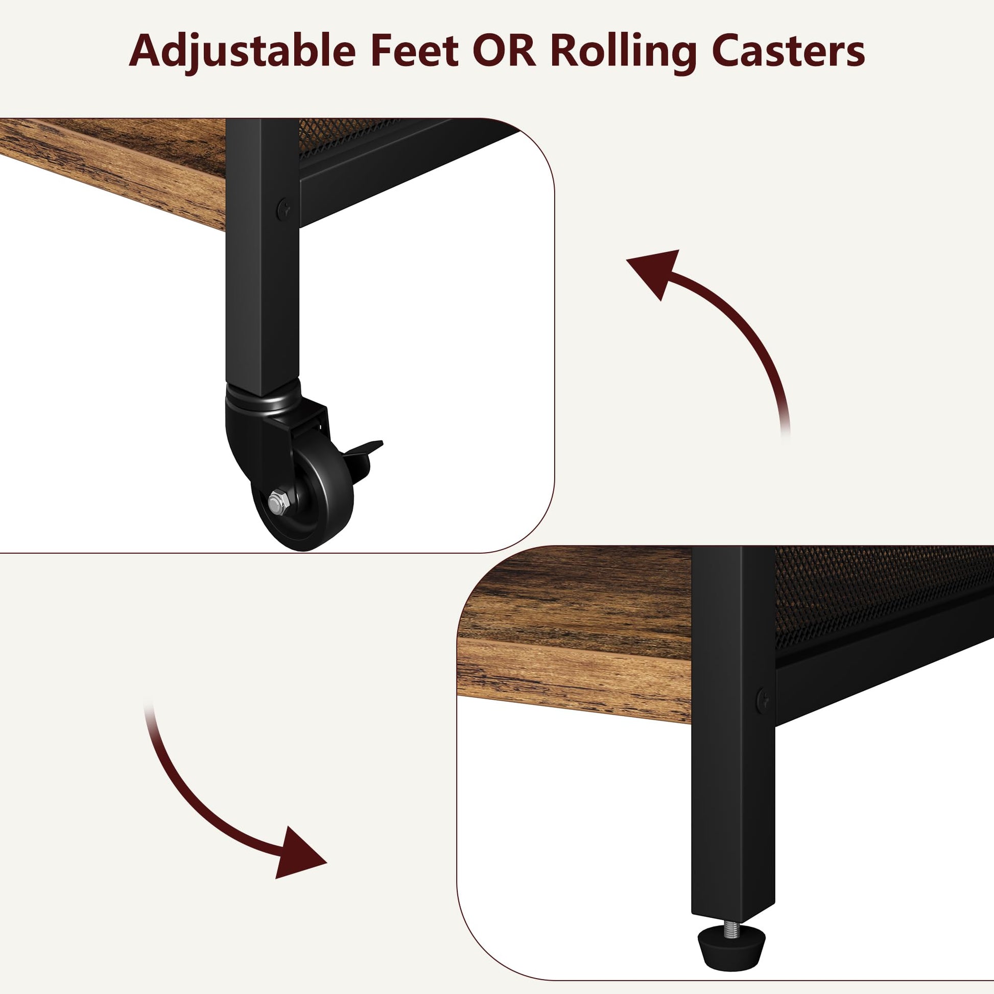 Supporto per stampante mobile Garvee di grandi dimensioni con prese di corrente e USB per ufficio e casa, struttura in metallo, MDF, legno, nero, 20,46"x15,76"x31,46"