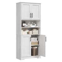 Mobiletto alto da bagno Garvee con 4 ante, ripiani regolabili, MDF, autoportante, bianco, per bagno e cucina, 62,0 cm x 30,2 cm x 170,2 cm