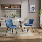 Garvee Sedie da Pranzo Mid Century Modern in Pelle Blu, Ergonomico, Gambe in Metallo, per Cucina e Sala da Pranzo, 79,2 cm Altezza - Blu