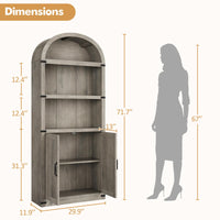 Libreria Garvee con ante, stile rustico, in legno MDF, protezioni angolari in metallo, per soggiorno e ufficio, altezza 71,65 pollici, colore naturale