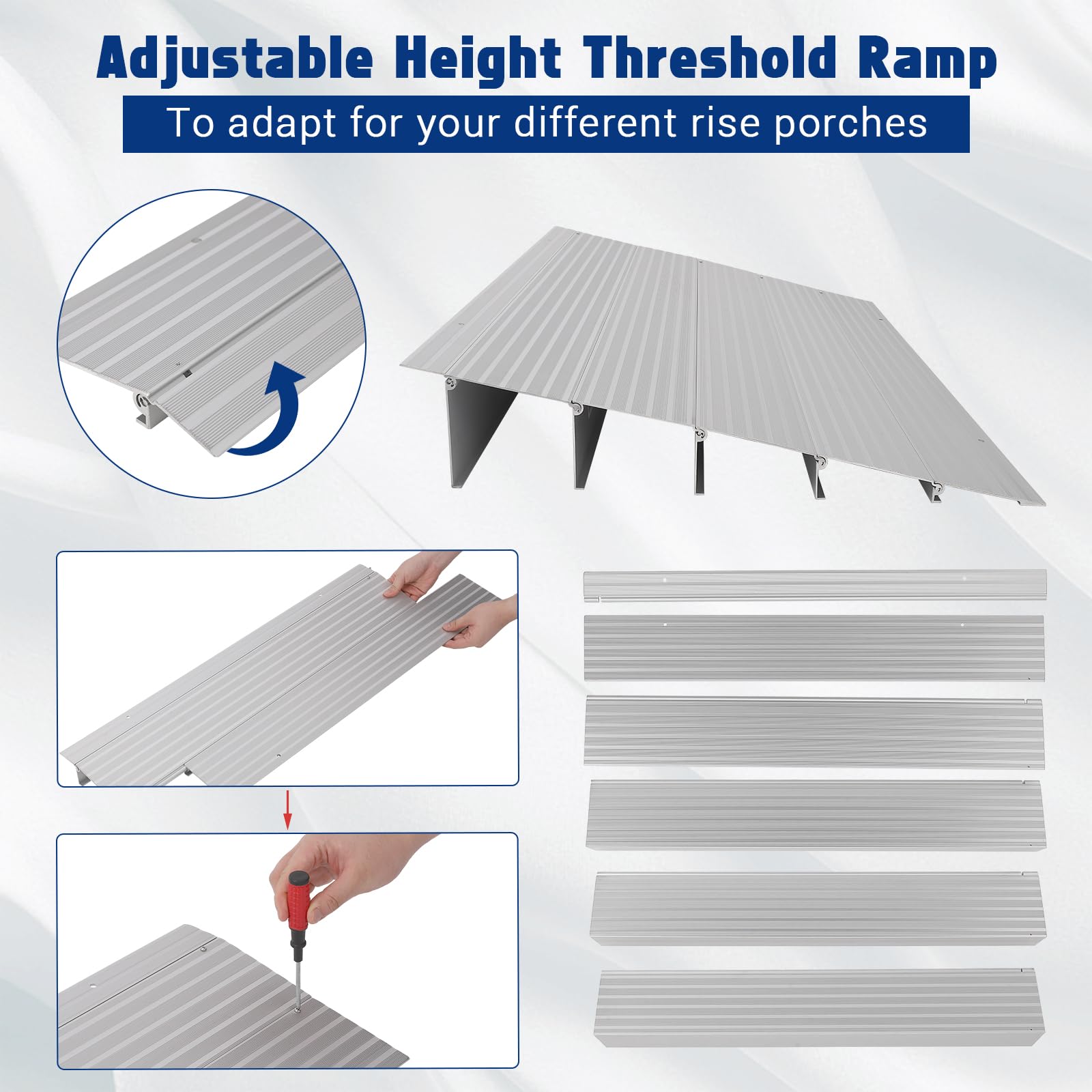 Rampa di soglia Garvee: rampa in alluminio monoblocco per sedie a rotelle, scooter e bici elettriche, capacità di carico fino a 700 libbre