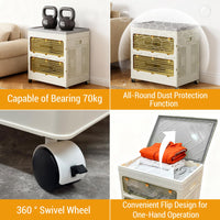 Contenitore pieghevole Garvee da 135 litri con coperchio e ruote per camera da letto e ufficio, robusto, impilabile, facile da spostare, grigio