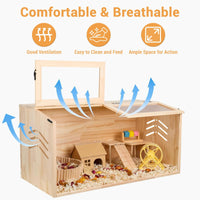 Gabbia per criceti in legno Garvee con finestra in acrilico per piccoli animali, grande 40"x20"x20" in legno di pino naturale