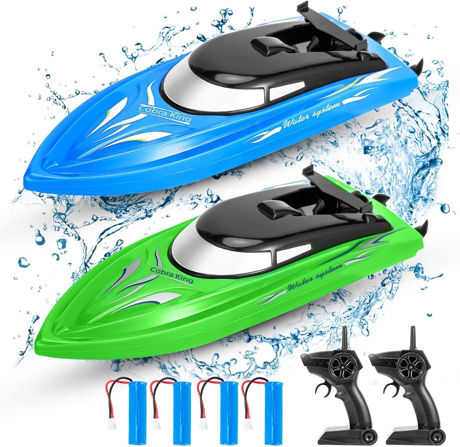Garvee 2PACK RC Boat - Alta velocità 10 km/h, telecomando 2.4G, plastica ABS per piscine e laghi, 4 batterie, ricarica USB
