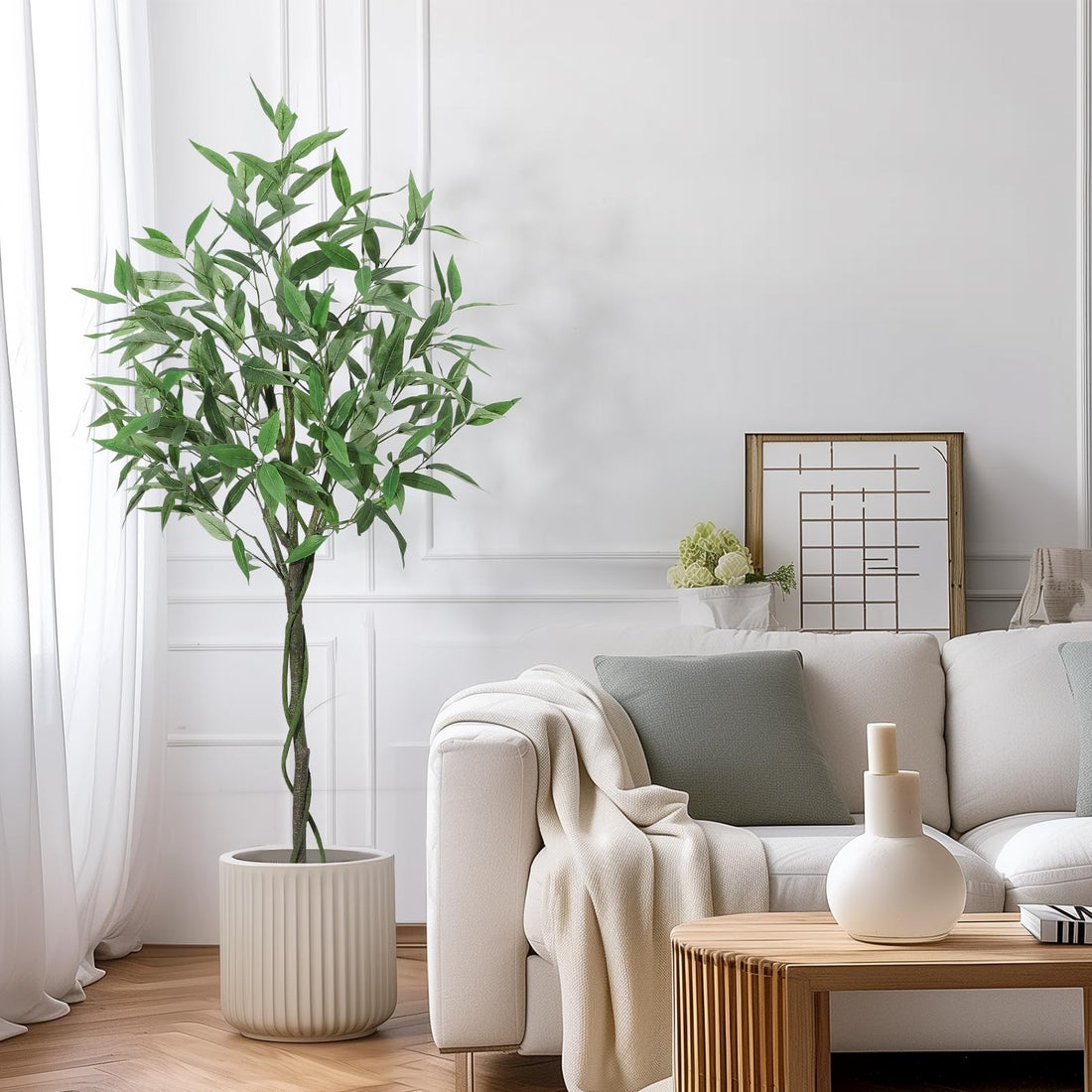 Albero di eucalipto Garvee da 5 piedi - Materiale in seta, pianta artificiale che non richiede manutenzione per casa e ufficio con aspetto realistico