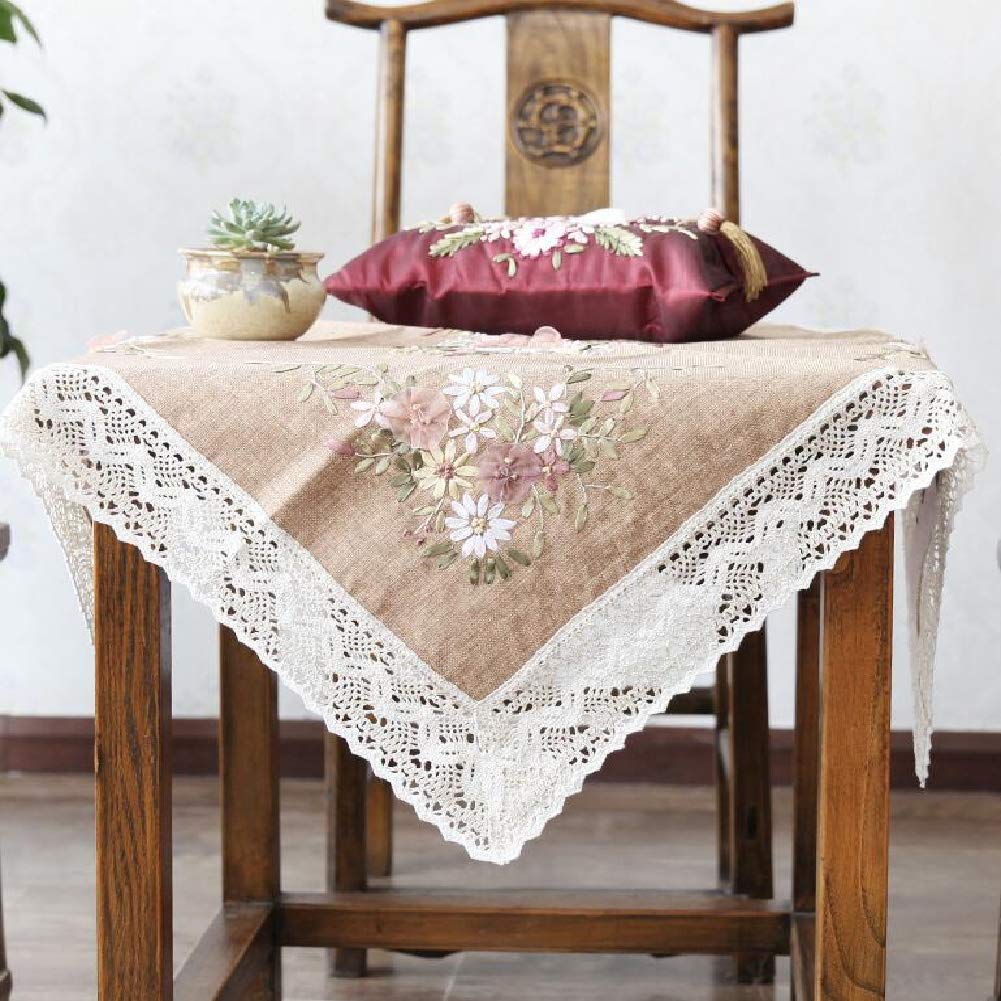 Kit di ricamo fai da te Garvee per tovaglia quadrata 90 x 90 cm, marrone, senza telaio da ricamo